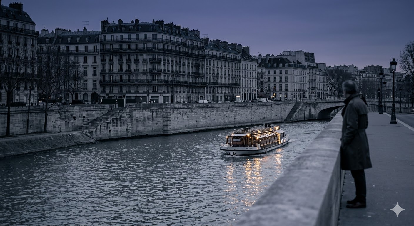 Seine river at twilight in Paris