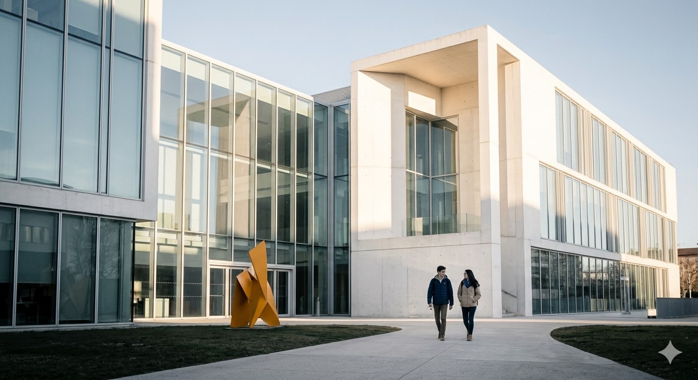 Modern sunlit campus in Madrid